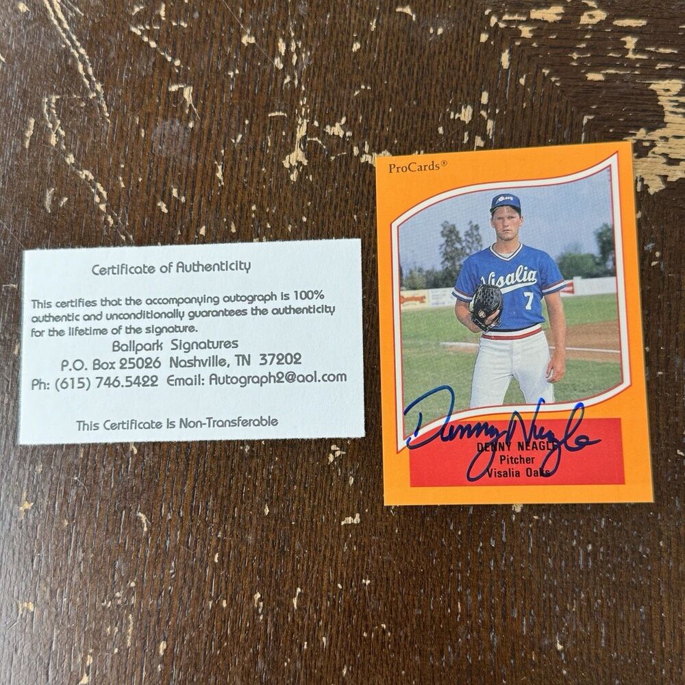 1990 ProCards Denny Neagle In Person Auto With COA Minor League Card #142